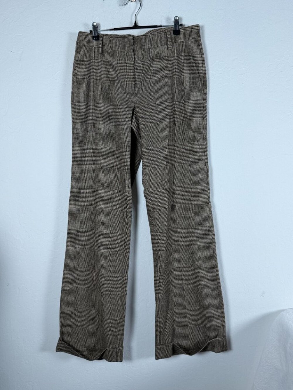 Gunex Italy Womens Houndstooth Wool Angora Trousers Pants Size 8 Cuffed Wide Leg